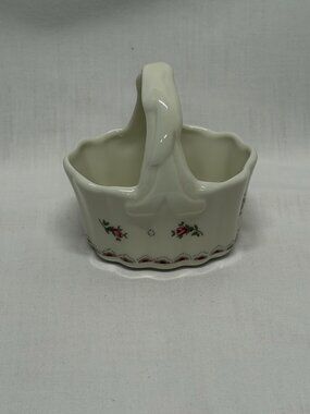Porcelain Basket Made in Japan Trinket Dish Match Stick Holder